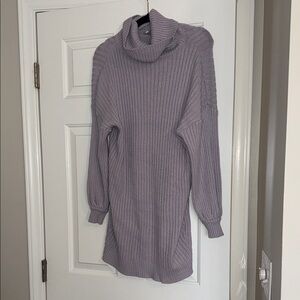Cozy Lavender Turtleneck Sweater Dress